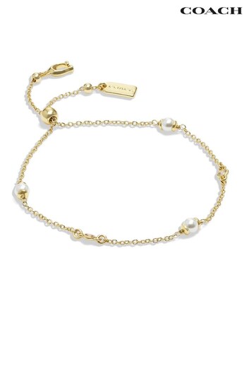 COACH Gold Tone Pearl Slider Bracelet (N44564) | £95
