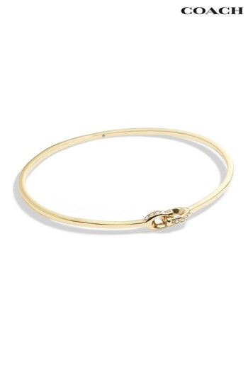 COACH Gold Tone Signature Interlock Bangle Bracelet (N44567) | £75