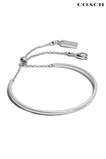 COACH Silver Tone Slider Bangle Bracelet (N44578) | £95