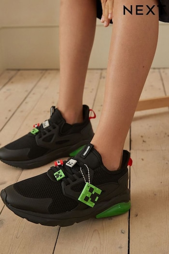 Black/Green Minecraft Elastic Lace Trainers (N44586) | £28 - £35