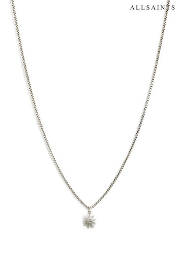 AllSaints Silver Tone Sun Pendant Necklace (N44605) | £125
