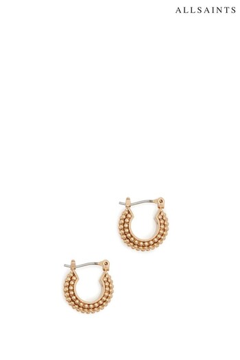 AllSaints Gold Tone Ball Chain Hoop Earrings (N44622) | £35