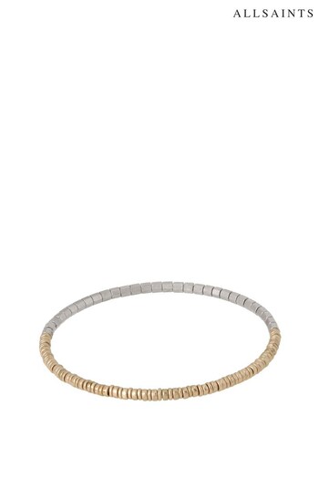 AllSaints Gold/Silver Tone Mixed Bead Bangle Bracelet (N44660) | £55
