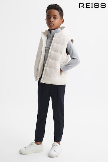 Reiss Ecru Leftwich Quilted Corduroy Hooded Gilet (N44699) | £58