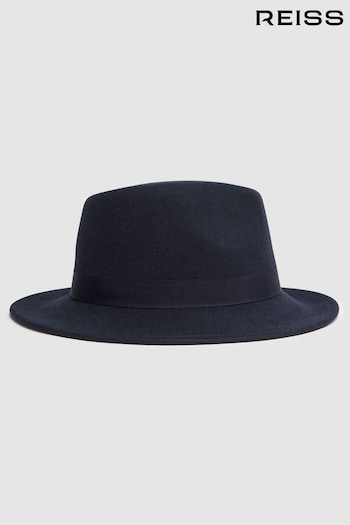 Reiss Navy Ally Wool Fedora Hat (N44707) | £68