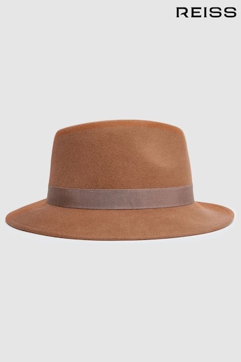 Reiss Camel Ally Wool Fedora Hat (N44708) | £68