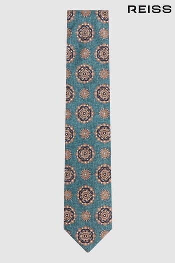 Reiss Sea Green Melange Vulcano Silk Medallion Tie (N44718) | £68