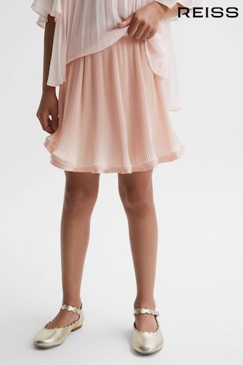 Reiss Pink Violet Senior Pleated Satin Trim Skirt (N44720) | £50