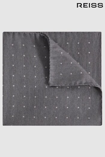 Reiss Soft Grey Tuscan Cotton-Wool Polka Dot Pocket Square (N44728) | £38