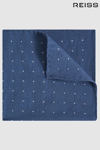 Reiss Airforce Blue Tuscan Cotton-Wool Polka Dot Pocket Square (N44729) | £38