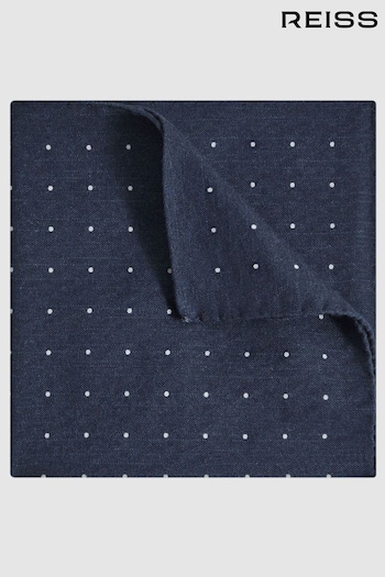 Reiss Navy Tuscan Cotton-Wool Polka Dot Pocket Square (N44730) | £38