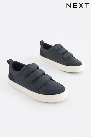 Navy Blue Standard Fit (F) 3 Strap Touch Fastening Trainers (N44806) | £16 - £23