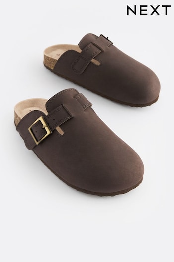 Chocolate Brown Leather Slip-On Clog Mules (N44822) | £22 - £29