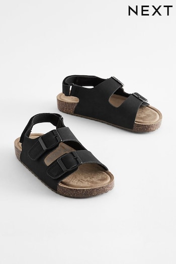 Black Double Touch Fastening Strap Corkbed Sandals (N44823) | £16 - £21