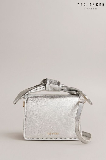 Ted Baker Silver Niasini Bow Detail Metallic Xbody Bag (N44829) | £110