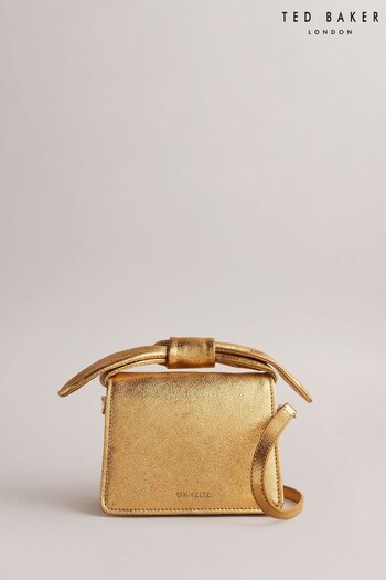 Ted Baker Gold Niasini Bow Detail Metallic Xbody Bag (N44833) | £110