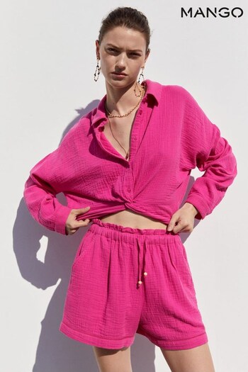 Mango Pink Textured Knot Shirt (N44890) | £36