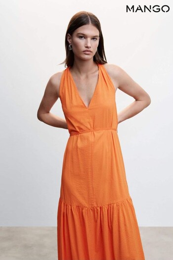 Mango Orange Flared Skirt Dress (N44892) | £25