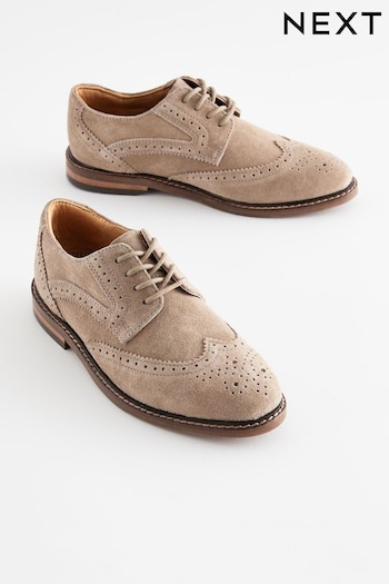 Sand Brown Suede Brogue Lace-Up Shoes gore (N44904) | £30 - £37