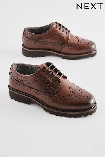Tan Brown Chunky Leather Brogue (N44907) | £30 - £38