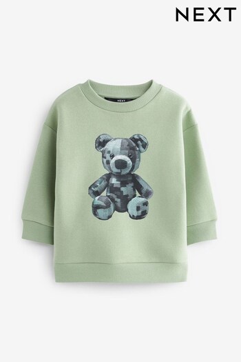 Mineral Green Bear Character Crew Neck Sweatshirt (3mths-7yrs) (N44912) | £10 - £12
