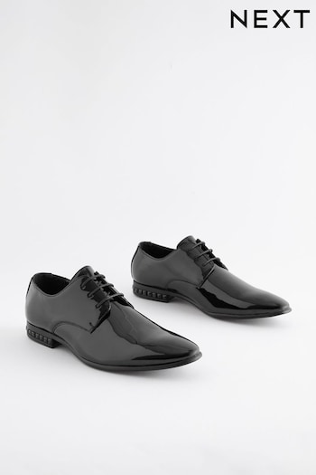 Black High Shine Jewel Trim Derby Shoes (N44918) | £42