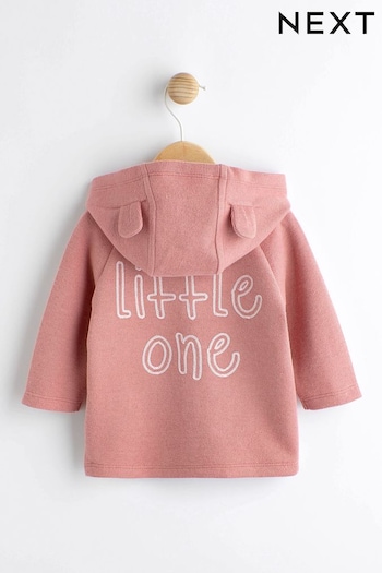 Pink Slogan pleated Hooded Cosy Jersey Jacket (0mths-3yrs) (N44957) | £11 - £13