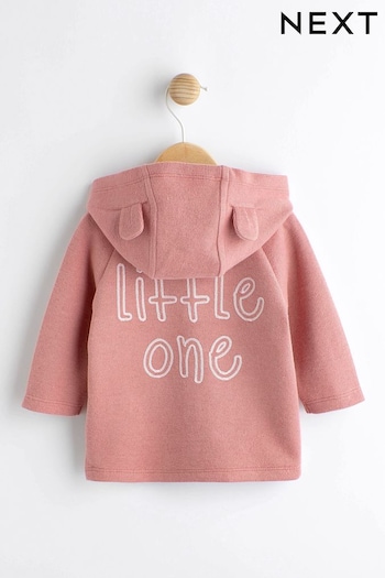 Pink Slogan Overshirt Hooded Cosy Jersey Jacket (0mths-3yrs) (N44957) | £11 - £13