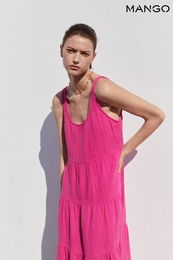 Mango Pink Textured Skater Dress (N44965) | £36
