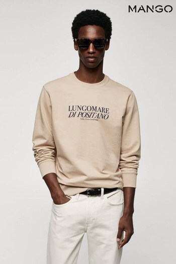 Mango Cream Cotton Sweatshirt With Printed Message (N44967) | £46