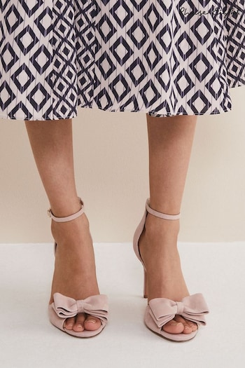 Phase Eight Pink Suede Bow Front Heels (N45049) | £109