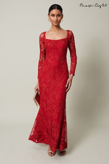Phase Eight Red Alicia Tapework Maxi Dress Maison (N45059) | £349