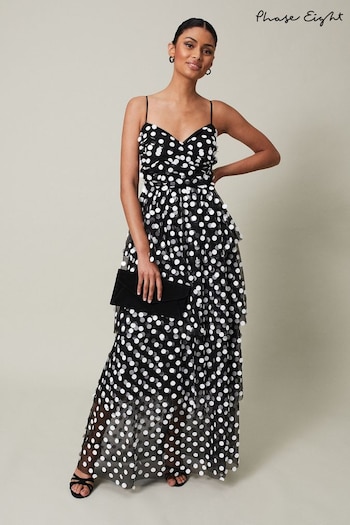 Phase Eight Black Polka Dot Avianna Tulle Maxi Dress (N45067) | £299