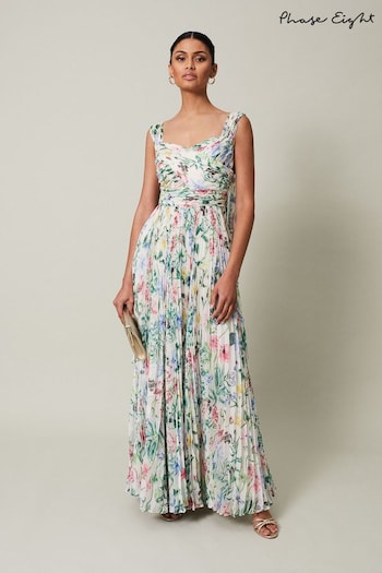 Phase Eight Cream Gretal Floral Pleated Maxi Dress (N45072) | £259