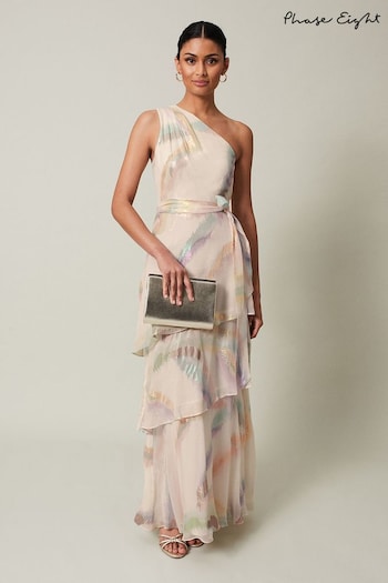 Phase Eight Block Sonia One Shoulder Silk Maxi Dress (N45075) | £349
