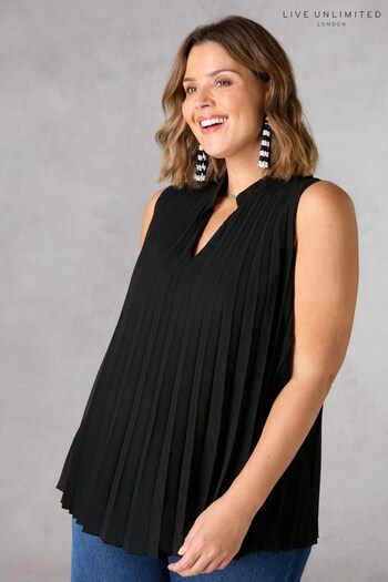 Live Unlimited Curve Black Pleated Sleeveless Blouse (N45104) | £55
