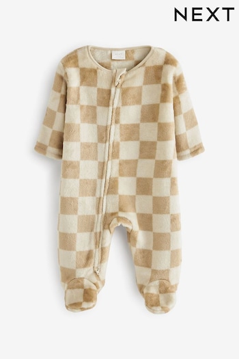Neutral Checkerboard Baby Fleece Sleepsuit (N45119) | £12 - £14