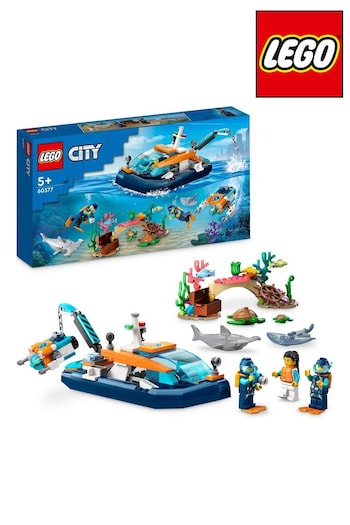 LEGO City Explorer Diving Boat Set with Submarine Toy 60377 (N45135) | £25