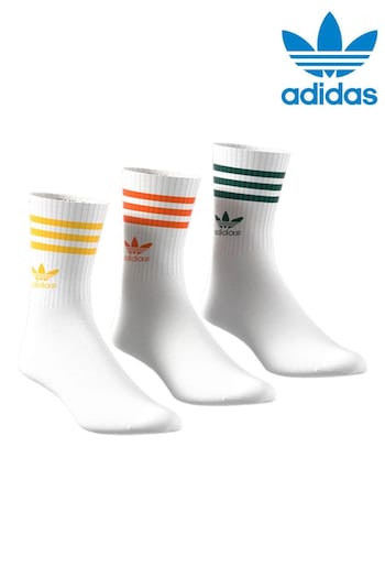 adidas Originals Mid Cut Crew White Socks 3 Pairs (N45205) | £12
