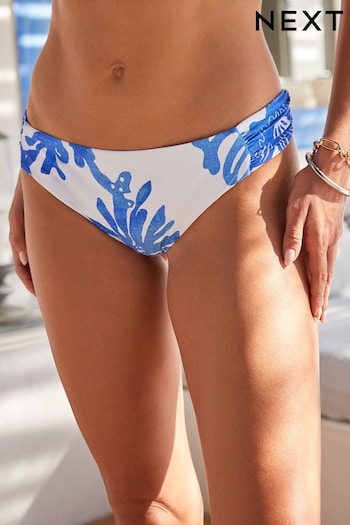 Blue/White Floral High Leg Bikini Bottom (N45321) | £16