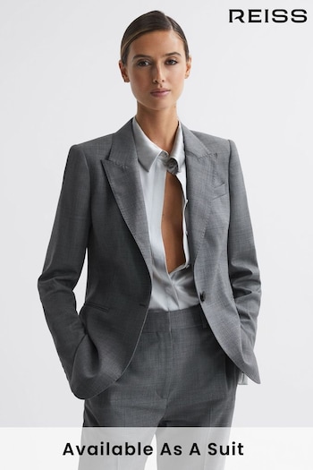 Reiss Grey Layton Tailored Fit Wool Blend Single Breasted Suit Blazer (N45355) | £108