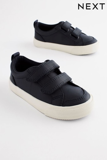 Navy Blue Standard Fit (F) Two Strap Touch Fastening Shoes White (N45365) | £14 - £18