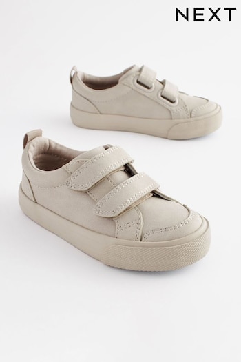 Stone Cream Standard Fit (F) Two Strap Touch Fastening Shoes (N45370) | £14 - £18