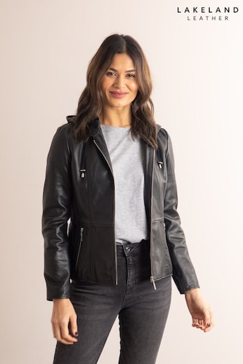 Lakeland Leather Abbeyville Hooded Leather Black Jacket (N45455) | £239