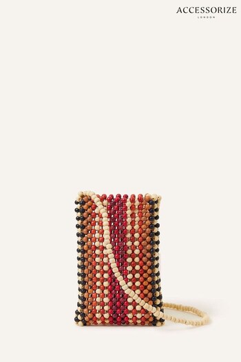 Accessorize Pink Wooden Beaded Phone Pouch (N45481) | £20
