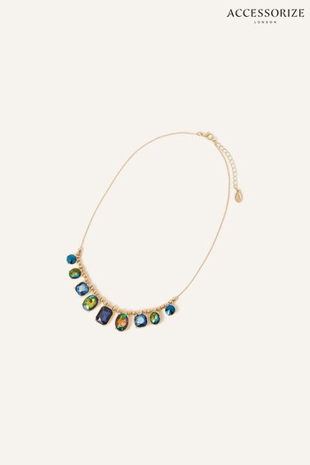 Accessorize Blue Mixed Shape Gem Necklace (N45504) | £18