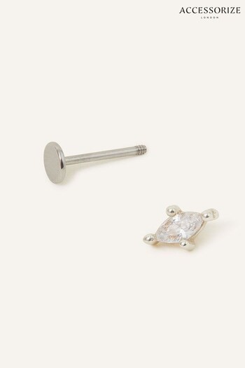 Accessorize Sterling Silver Flatback Helix White Earrings (N45513) | £15