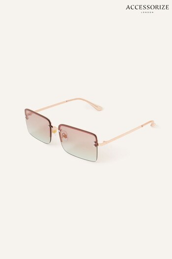 Accessorize Pink Rimless Rectangle Sunglasses (N45535) | £17