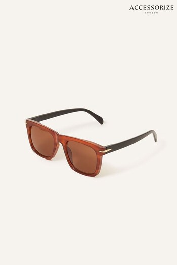 Accessorize Contrast Arm Flat Top Brown Sunglasses (N45540) | £16