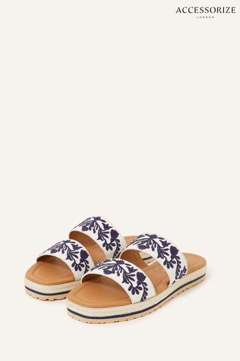 Accessorize Natural Embroidered Two Strap Sandals (N45543) | £40
